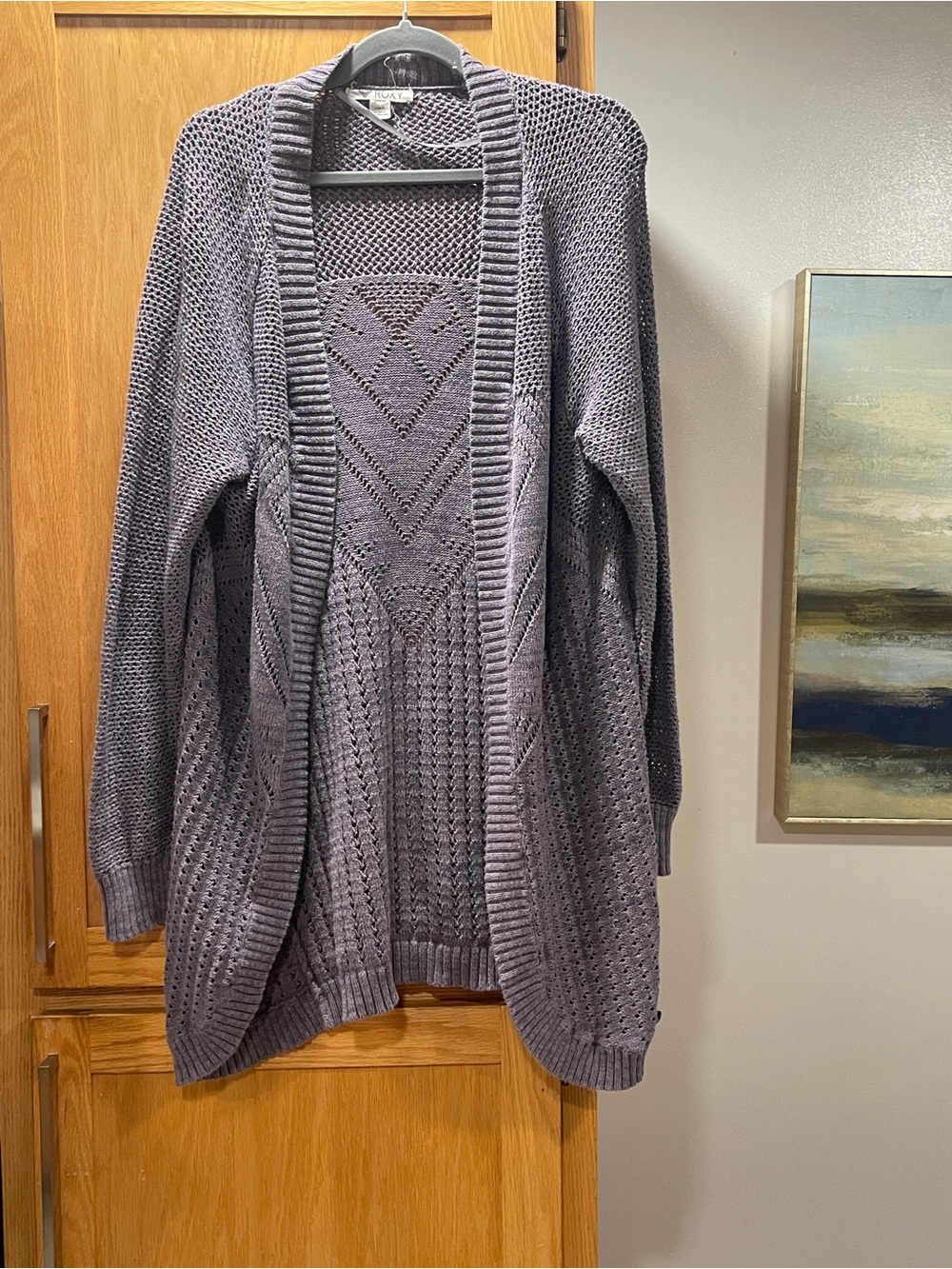Women's Open-Front Knit Cardigan Sweater - Dusty Purple Boho inspired